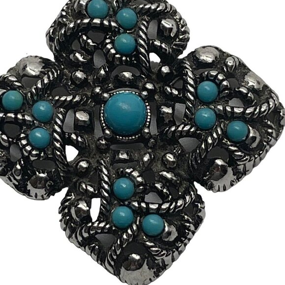 Vintage Avon Sierra Maltese Cross Faux Turquoise Pendant 1973 - Picture 4 of 5